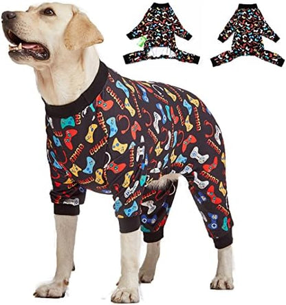 LovinPet Large Dog Pajamas, Dog Clothes, Game Console Print, M
