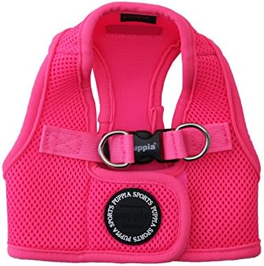 Puppia Neon Soft Vest Harness Step-in No Choke No Pull Walking Training for Small and Medium Dog, Pink, Medium