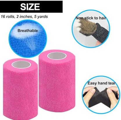 Self Adhesive Bandage Wrap, 3 Inches, 12 Pack