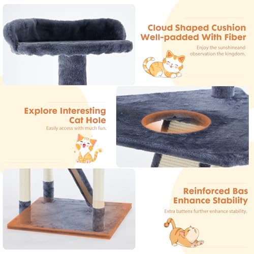 DUMOS Tall 79in Cat Tree Tower with Scratching Posts, Indoor Cats Use