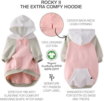 Pet Passion Rocky II Dog Hoodie, Pink Color Block, XX-Large