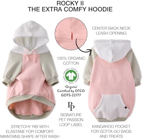 Pet Passion Rocky II Dog Hoodie, Pink Color Block, XX-Small