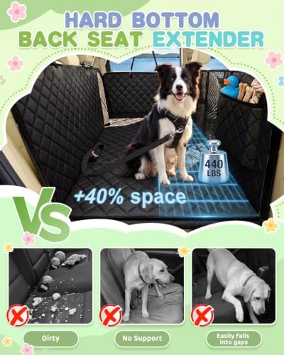 Dog Car Seat Cover, 600D Heavy Dute Car Seat Cover for Dogs Pets,100% Waterproof Anti-Scratch Nonslip Dog Hammock for Cars, Seat Covers Protector with SeatBelt for Sedan SUV Truck XLPRO Hard Black