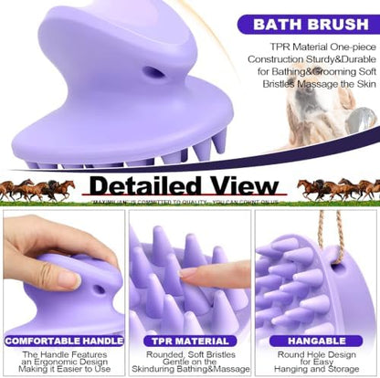 MAXIMILIAN Purple Horse Curry Comb Horse Brush for Shedding&Bathing&Massage