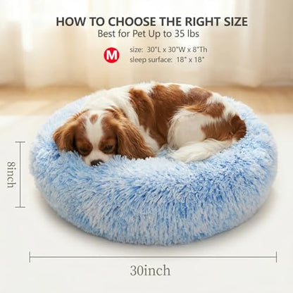 nononfish Cozy Small Dog Bed,Plush Donut Calming Pet Bed