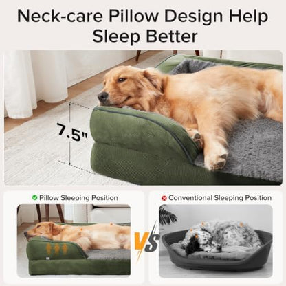 INVENHO Jumbo Orthopedic Dog Bed for Extra Large Dogs, Waterproof, Egg-Crate Foam Dog Couch Bed with Washable Removable Cover, Waterproof Lining and Nonskid Bottom