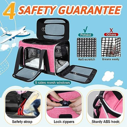 Petskd Top-Expandable Small Pet Carrier 17"x11"x9.5" Airline Approved