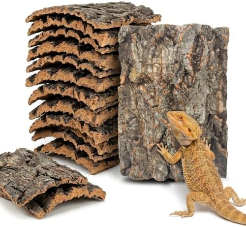 10 Pcs Natural Cork Bark, Reptile Cork Bark 7.9x11.8 Inches, Cork Bark Climbing Mat for Reptiles Turtle Dragon Lizard Geckos Bearded Geckos Frogs, Terrarium Background Habitat Decor
