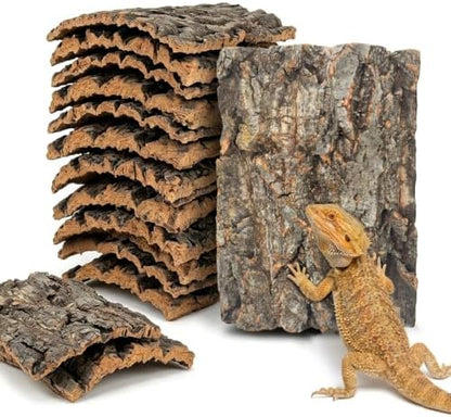 10 Pcs Natural Cork Bark, Reptile Cork Bark 5.9x7.9 Inches, Cork Bark Climbing Mat for Reptiles Turtle Dragon Lizard Geckos Bearded Geckos Frogs, Terrarium Background Habitat Decor