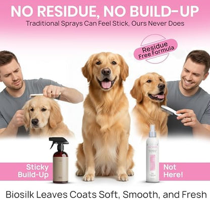 BioSilk for Dogs Silk Therapy Detangling and Shine Spray, 8 Fl Oz, 2-Pack