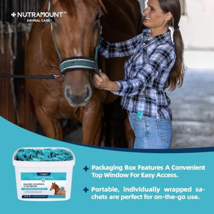 Horse Vitamin E & Selenium Supplement Powder – Natural Vitamin E 24% & Yeast Selenium – Daily Equine Antioxidant & Muscle Support – 100 Day Supply