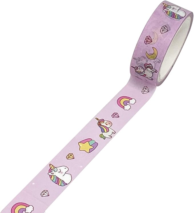 allydrew Washi Masking Tape, 15mm x 5M, Unicorns & Rainbows