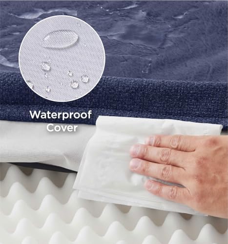 Made4pet Dog Bed Orthopedic, Dog Sofa for Small Dogs Supportive Foam Pet Cushions Bed with Washable Removable Cover, Egg-Crate Foam, Waterproof Lining Bottom, Blue, 30 * 20 * 6.5 Inch