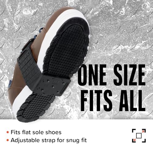 K1 Mid-Sole Ice Cleats - Rotatable Traction Aids For Flat Shoes - Indoor/Outdoor, Climbing, Driving - Slim Profile - Black