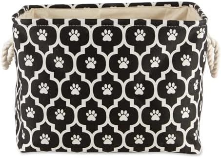 Bone Dry Pet Storage Collection Lattice Paw Print, Black, Small Rectangle