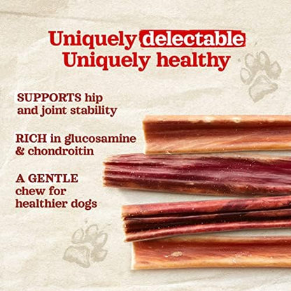 Natural Farm Gullet Sticks (6 Inch, 50 Pack) - One Ingredient Beef Esophagus Chews - Fully Digestible, Promotes Joint & Dental Health, for Pups, Small & Senior Dogs