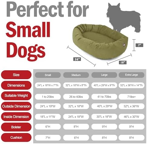 Majestic Pet 24 Inch Suede Calming Dog Bed Washable – Cozy Soft Round Dog Bed with Spine Support for Dogs to Rest Their Head - Fluffy Donut Dog Bed 24x19x7 (Inch) - Round Pet Bed Small – Sage (2025)
