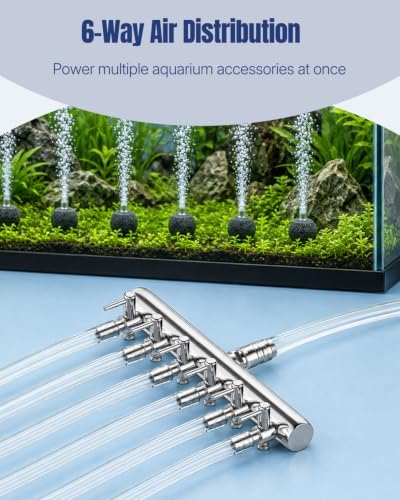 Pawfly 6-Way Aquarium Air Manifold for 3/16" & 3/8" Airline Tubing