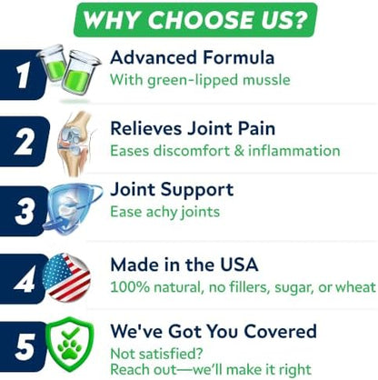 Advanced Glucosamine for Dogs, Collagen&Green Lipped Mussel - Joint Health