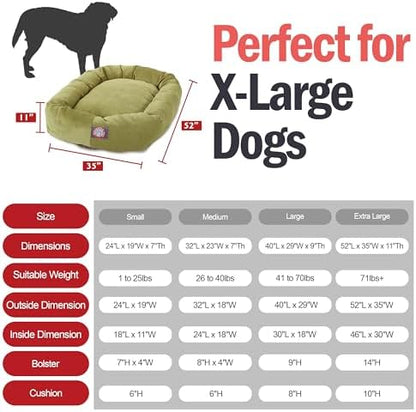 Majestic Pet Micro Velvet Dog Bed, 52 Inch X-Large, Round, Washable, Apple