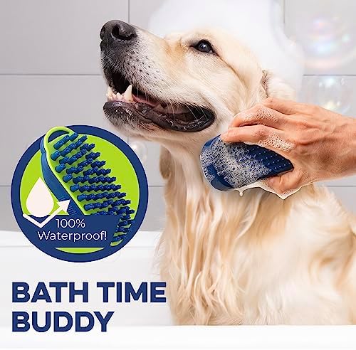 Bonza Silicone Dog Brush - Dog Brush for Shedding & Massage, Cat Bath Scrubber for Easy Shampoo, Pet Grooming Tool with Removable Hair Screen, Navy Blue, Silicone