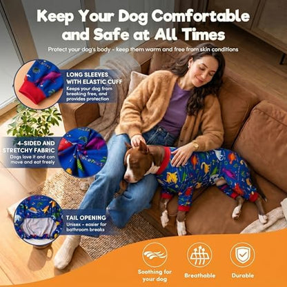 LovinPet Dog Large Dog Pajamas, Lost World Dinosaurs Print, XL