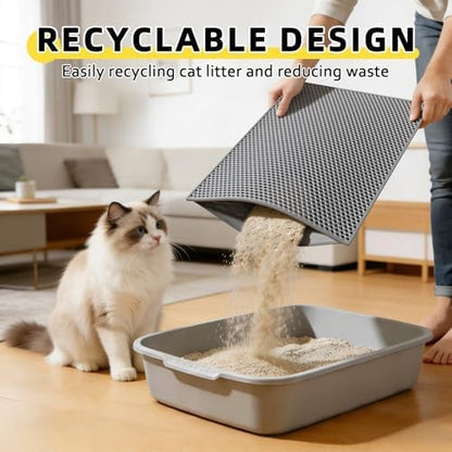 Cat Litter Mat,15"X24", Waterproof, Easy to Clean (Grey-1Pack)