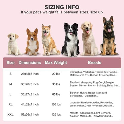 Orthopedic Dog Beds for XL Dogs, Fluffy Faux Rabbit Fur Pet Bed with Removable Washable Cover, Dog Bed Mat with Egg Crate Foam & Waterproof Lining, Anti Slip Bottom, Pink,44"x32"x4"