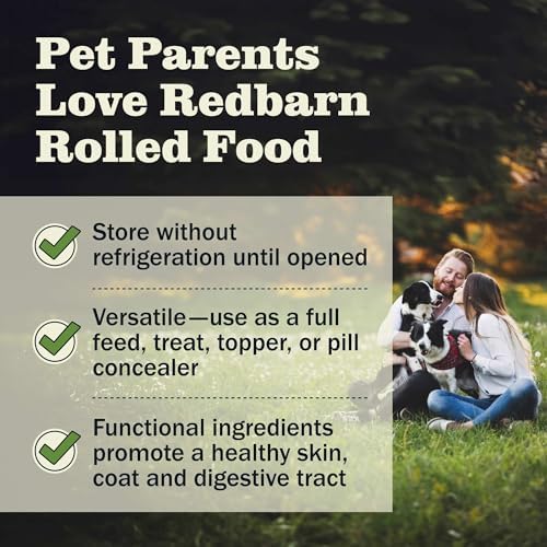 Redbarn Pet Products All-Natural Premium Rolled Dog Food, Beef Recipe - Soft Semi-Moist Wet Formula for High Protein Diet, Training Rewards, & Treat Pill Concealer - 4 lb, 1 Count (Pack of 2)