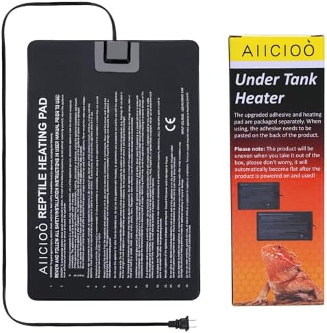 Aiicioo Reptile Heating Pad - Hermit Crab Heater Heat Mat for Reptiles Snake Lizard Terrarium 16 Watt