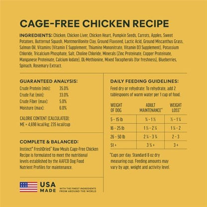 Instinct Freeze Dried Meals, Natural Dog Food, Cage-Free Chicken, 45 oz Bag