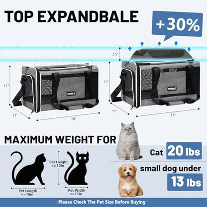 Cat Carrier Top-Expandable 18x11x11, United Delta American Airline Approved