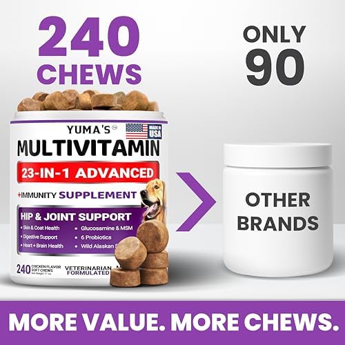 Dog Vitamins and Supplements, 240 Treats, Dog Multivitamin with Glucosamine