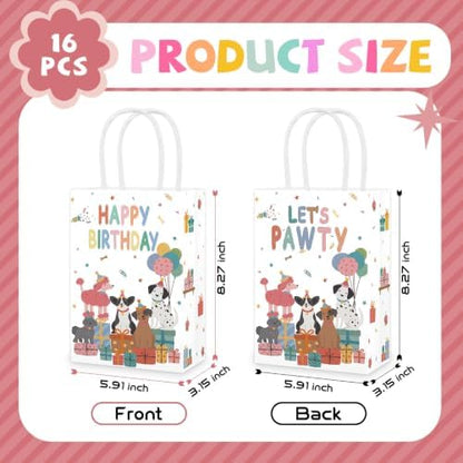 Greencian 16Pcs Pet Dog Birthday Party Favor Bags Let's Pawty Goodie Bags