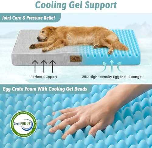 COZY KISS Cooling Orthopedic Dog Bed, Q-Max>0.5, Waterproof Lining, 30x20in