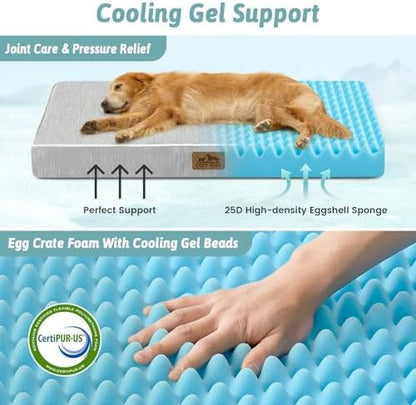 COZY KISS Cooling Orthopedic Dog Bed, Q-Max>0.5, Waterproof Lining, 30x20in