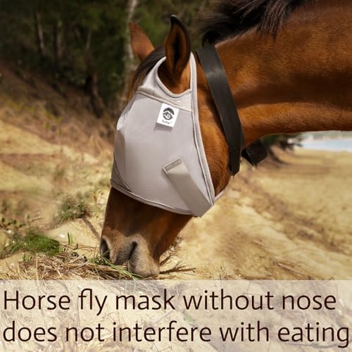 Raelitego Horse Fly Mask Without Ears, Breathable Mesh UV Protection (S)