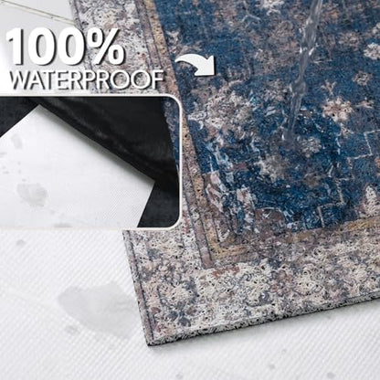 Cat Litter Mat Litter Trapping Mat, 24"x15" Waterproof Urine Proof Litter Box Mat Catcher Mat Non-Slip Washable for Kitty Kitten, Navy