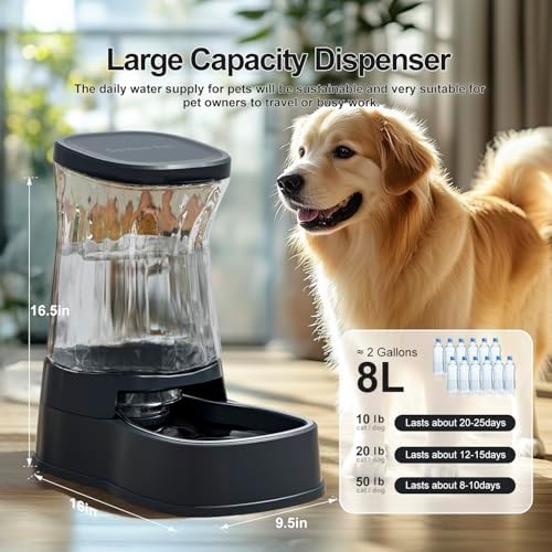 Automatic Dog Water Dispenser, Stainless Steel Bowls Feeder, 100% BPA-Free