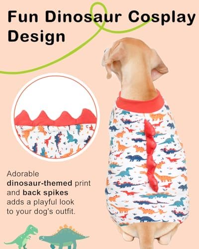 CuteBone Dinosaur Costume Dog Pajamas, Stretchy Spandex Crystal Velvet Sleepwear Coat for Small Dogs, Soft & Warm Pet Outfit Clothes for Cold Weather, Cozy Pullover Design COSP02XXL
