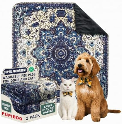 PUPIBOO Washable Pee Pads for Dogs and Cats - Super Absorbent Reusable Puppy Training Pads - 100% Waterproof, Leak-Proof & Non-Slip Whelping Pads for Pet Housebreaking