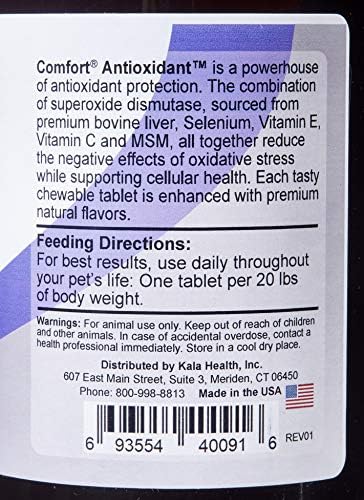 Kala Health Comfort Antioxidant Supplement for Dogs, 100 Count
