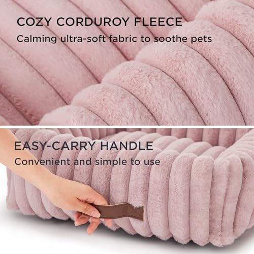 Bedsure ComfyFleece™ Cute XL Dog Beds for Extra Large Dogs，43in Blush Pink