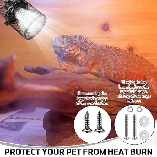 VIHOSE 1pcs Retractable Reptile Heat Lamp Cage Anti-Scald Mesh Stand, Black