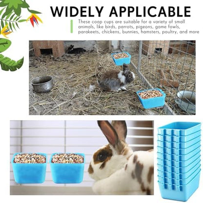 Maxdot 50 Pcs Cage Cups Chicken Feeder 16 oz Food Bowl, Sky Blue