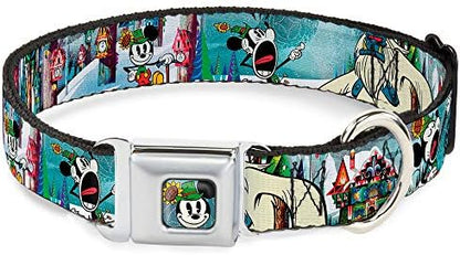 Buckle-Down Seatbelt Buckle Dog Collar - Mickey & Minnie Yodelberg Scenes - 1.5" Wide - Fits 13-18" Neck - Small
