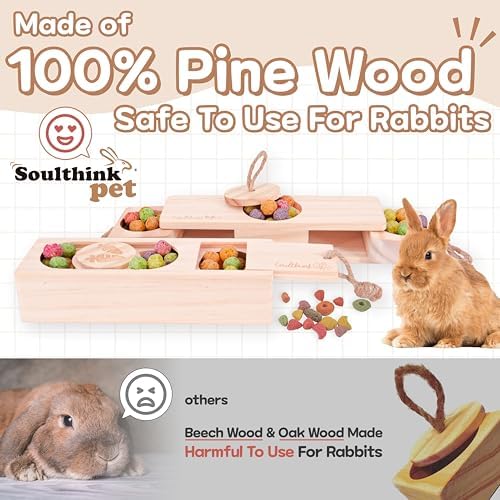 SoulThink® Advanced Interactive Wooden Pet Rabbit Toys - Sniff n' Snack Bunny Chew Toys for Rabbit Treats, Suited for Chinchilla Foraging, Guinea Pigs Boredom, and Hamster Enrichment (2 Set)