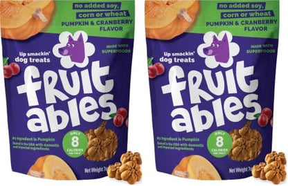 Fruitables Baked Dog Treats, Healthy Pumpkin Snacks for Dogs, Low Calorie & Delicious, No Wheat, Corn or Soy, Puppy Training Treats, Made in the USA, Pumpkin and Cranberry Flavor, 7oz (Pack of 2)