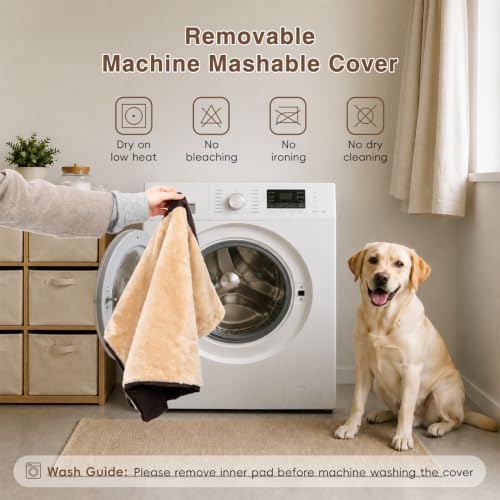 NUPIDA Waterproof Small Dog Bed for Crate with Washable Cover, 23x17, Brown