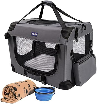 Petprsco Portable Collapsible Dog Crate, 24" Soft Dog Crate for Car Travel